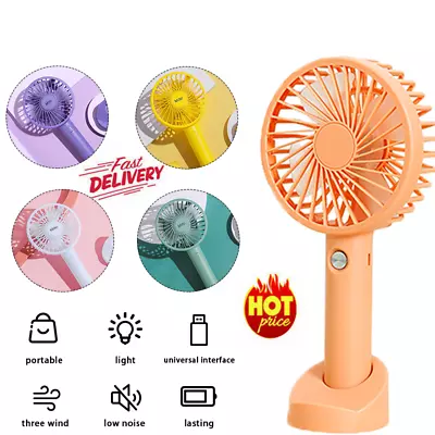 $12.65 • Buy Mini Portable Hand-held Desk Fan Cooling Cooler USB Air Rechargeable 3 Speed AU