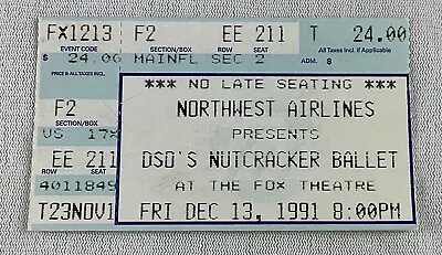 1991 12/13 DSO’S NUTCRACKER BALLET Theatre Ticket-Fox Theatre • $5.95