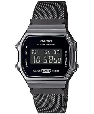 Casio A168WEMB-1B Men's Vintage Mesh Band Illuminator Alarm Chronograph Watch • $74.50