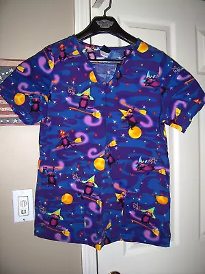 $6 • Buy BARCO Black Cat Halloween Design Uniform Scrub Top Size Medium