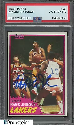 Magic Johnson LAKERS HOF Signed Autograph 1981 Topps Card 21 PSA • $15.50