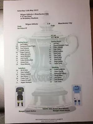 £2.75 • Buy 2012-13 Wigan Athletic V Manchester City FA Cup Final Matchsheet