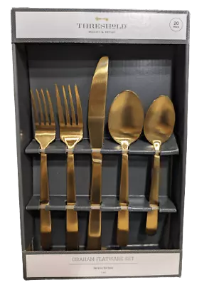 Threshold Graham Flatware Set 20pc Stainless Steel Silverware Set Gold • $33.99