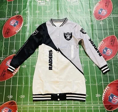 Oakland Raiders Womens Varsity Jacket Dress Button Basic Casual Jacket Coat • $37.99