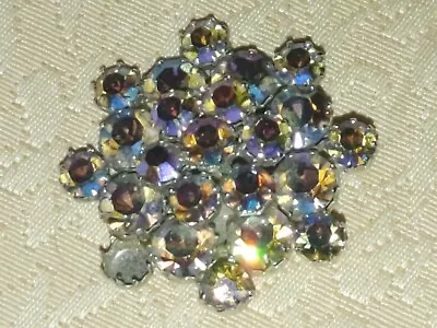 DAMAGED Vintage WEISS Aurora Borealis AB Rhinestone Star Pin Brooch FOR REPAIR • $20