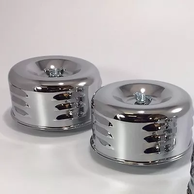 Pair (2) Chrome Louvered Air Cleaner Assembly 1 2 BBL Barrel Carburetor Hot Rod  • $35.99