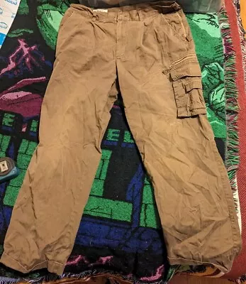 Orvis Pants Mens 36 Brown Hiking Cargo Zip Pockets Adult Trail Guide Fish 36x30 • $24.88