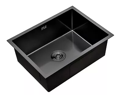 Large Square Black Inset & Undermount Kitchen Sink 600x450mm • £73.99