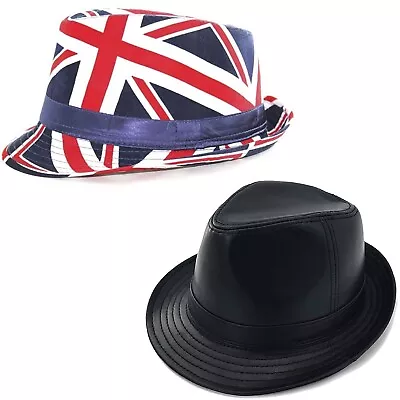 Mens Trilby Hats UK Unisex Union Jack UK Flag Lining Band GB Trilby Hat For Men • £3.95