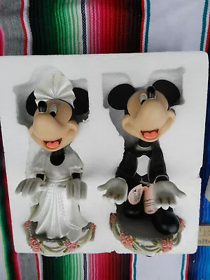 Mickey Minnie Mouse Wedding Nodders Bobbleheads DISNEY Park BRIDE GROOM Figurine • $49.99