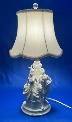 Elegant Vintage Porcelain Colonial Couple Figurine Lamp - Crown Mark  • $10