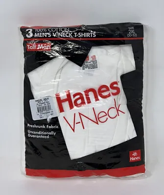 $51.25 • Buy Vintage Hanes 3-pack V-neck T-shirt Mens Size XXL 2XLT Tall Deadstock NIP 1992