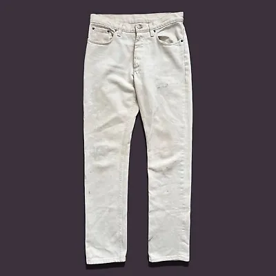 Helmut Lang 1998 Rare Vintage Cream Painter Denim Jeans Size 27 • $305.04