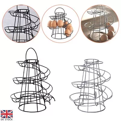 Black Kitchen Storage Spiral Helter Skelter Egg Holder Stand Rack Holds 18 Eggs • £10.99