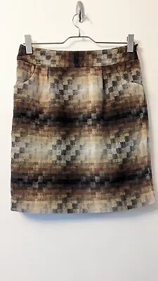 Ladies Monsoon Black Mix  Check Wool Blend Straight Knee Length Skirt Size 14  • $8.57