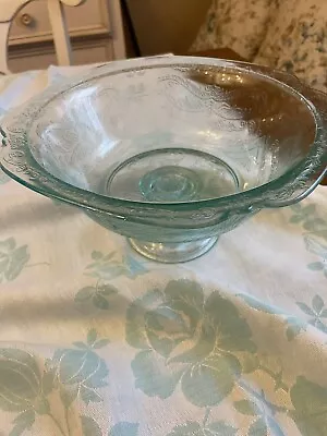 Vintage Indiana Glass Aqua Teal Blue Madrid Recollection Serving Bowl Green New • $29.04