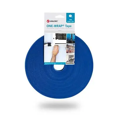 VELCRO® Brand ONE-WRAP® 10mm BLUE Cable Tie Tape Double Sided Hook / Loop Tape • £0.99