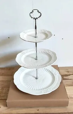 French Provincial White 3Tier Porcelain Cake Stand Serving Ceramic Plate - Coco • $39.95