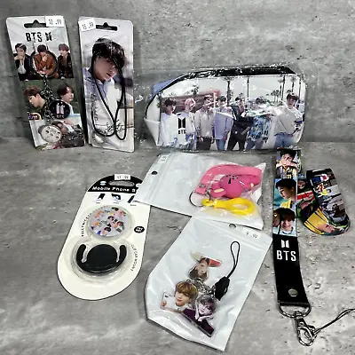 BTS Merch Bundle Make Up Bag Phone Bracket Lanyard Bangtan Boys Ring Key Chain • $54.98