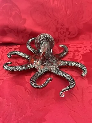 NEW FLAWLESS Stunning MURANO Italy Art Glass Red & Black Crystal OCTOPUS Figure • $250