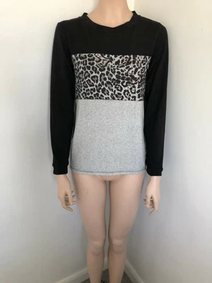 £9.50 • Buy F&F Tesco's Black And Grey Animal Print Long Sleeve Leisure Lounge Top Size 10