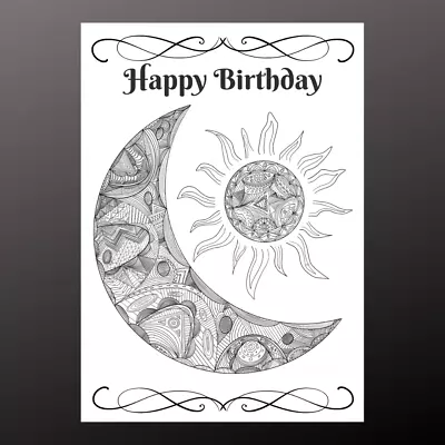 Birthday Greetings Card Celestial Sun Moon Black White Wiccan Pagan Fairycore • £2.99