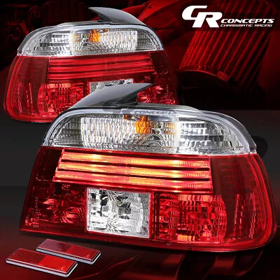 Pair Chrome Housing Red Rear Brake Tail Lights For 1997-2000 Bmw E39 5-series • $80.87