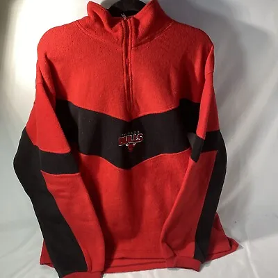 Vintage Chicago Bulls Half Zip Hoodie Centered Logo Pro Edge 1998 Black Red • $49.99