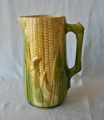 Old Majolica Pottery 9  Corn Shaped Pitcher • $45