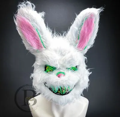 VIP Scary Rabbit Bunny Mascot Masquerade Mask Over The Head LED Lights Green • $24.95