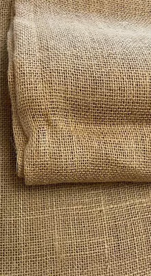 Vintage Burlap Fabric  Beige Tan Two Pieces Over 4 Yards Total • $17.99
