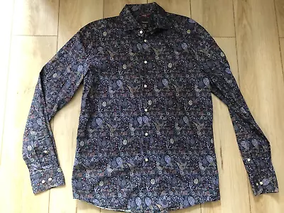 H&M Men’s LIBERTY ARTS FABRIC Premium Cotton Blue Paisley Button Down Shirt L • $4.99