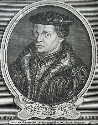 THOMAS MUNTZER (1489-1525). 18th Century Engraving Portrait. ANABAPTIST PREACHER • $47.95