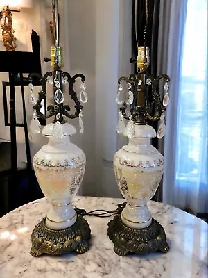 Vintage Chandelier Table Glass Lamps Set Of 2 EF & EF Industries • $320