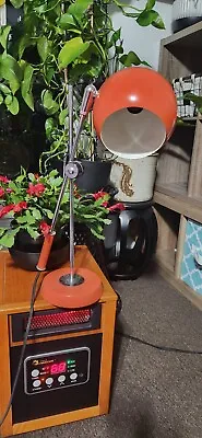 RARE Vintage Lightolier Mid Century Modern Orange Desk Task Lamp • $225