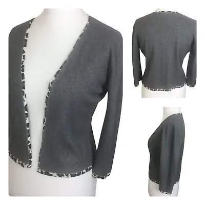 Marilyn Moore Ladies Grey Silk & Cashmere Open Front 3/4 Sleeve Cardigan L Uk 14 • £29.99