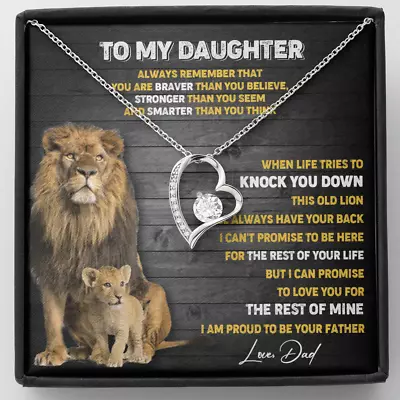 To My Daughter Necklace Xmas Gift For Daughter From Dad Daughter Father Lion • $28.99