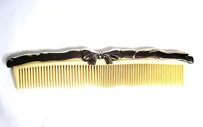 Vintage Vanity Hair Comb Silverplate Bow Trim - Godinger - 7 5/8  • $15.99