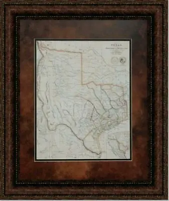 $49 • Buy Survey Map Of Texas | Framed Historic Texas Map In Double Mat | Various Sizes