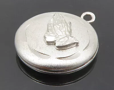 925 Sterling Silver - Vintage Prayer Hands Locket Pendant (OPENS) - PT12900 • $29.93