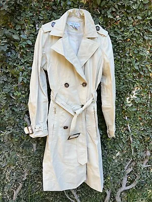 Zara Basics Womens Six Buttoned Tied Waist Long Sleeved Trench Coat Beige Size L • $25