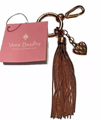 Vera Bradley Love & Hope Bag Charm Rose Gold Tone Heart Breast Cancer Aware 7” • $8.49