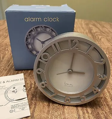 Michael Graves Round Bedside Alarm Clock Satin Aluminum  Cut-out Design 4.25  • $39.99