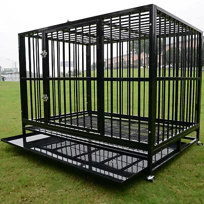 Strong Iron Tube Dog Cage With Portable Tray Pet Playpen Crate Kennel In/Outdoor • $209.92