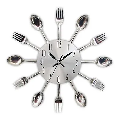 Timelike 3D Removable Modern Creative Cutlery Kitchen Spoon Fork Wall Clock • £12.99