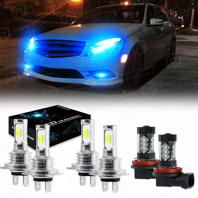 For Mercedes Benz C300 C350 2008-2010 LED Headlights Hi-Lo+Fog Light Blue Bulbs • $34.86