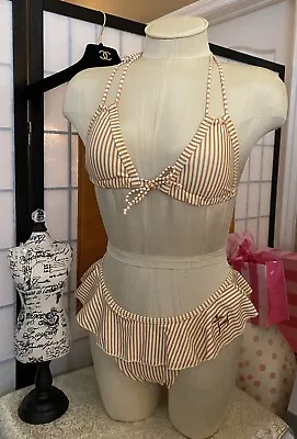 Marshall’s Stripe NWT Ruffle Bottom/Removable Pad Triangle Bikini Swimsuit JR L • $22.99