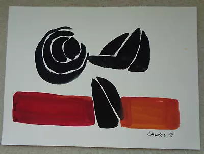 Signed Alexander Calder Original 1969 Orange Black Abstract Geometric Shapes Art • $499.99