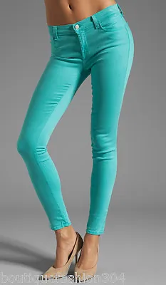 New $178 Designer J Brand Jeans Womens 30 Aqua Blue Teal Super Skinny Columbia  • $62.30