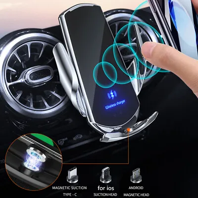 15W Fast Car Wireless + Wired Magnetic Cell Phone Charging Holder For All Phones • $20